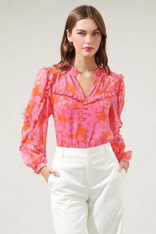 Carolina Ruffle Neck Blouse