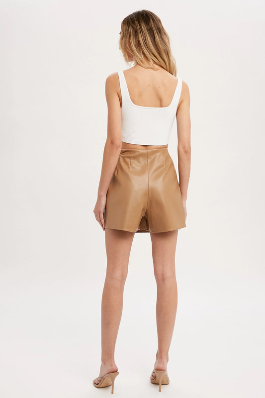 Leather Crossover Skort