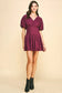 Maroon Marley Pleated Mini Dress