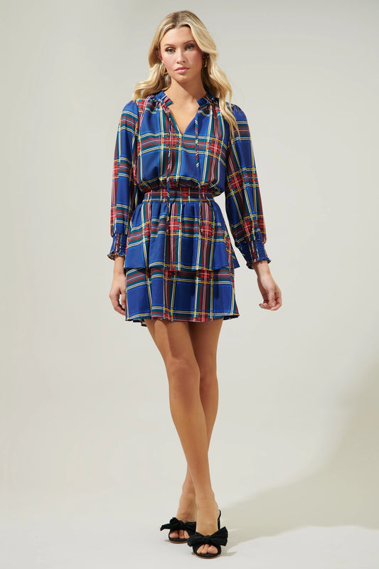 Lakeview Plaid Clifton Double Ruffle Dress