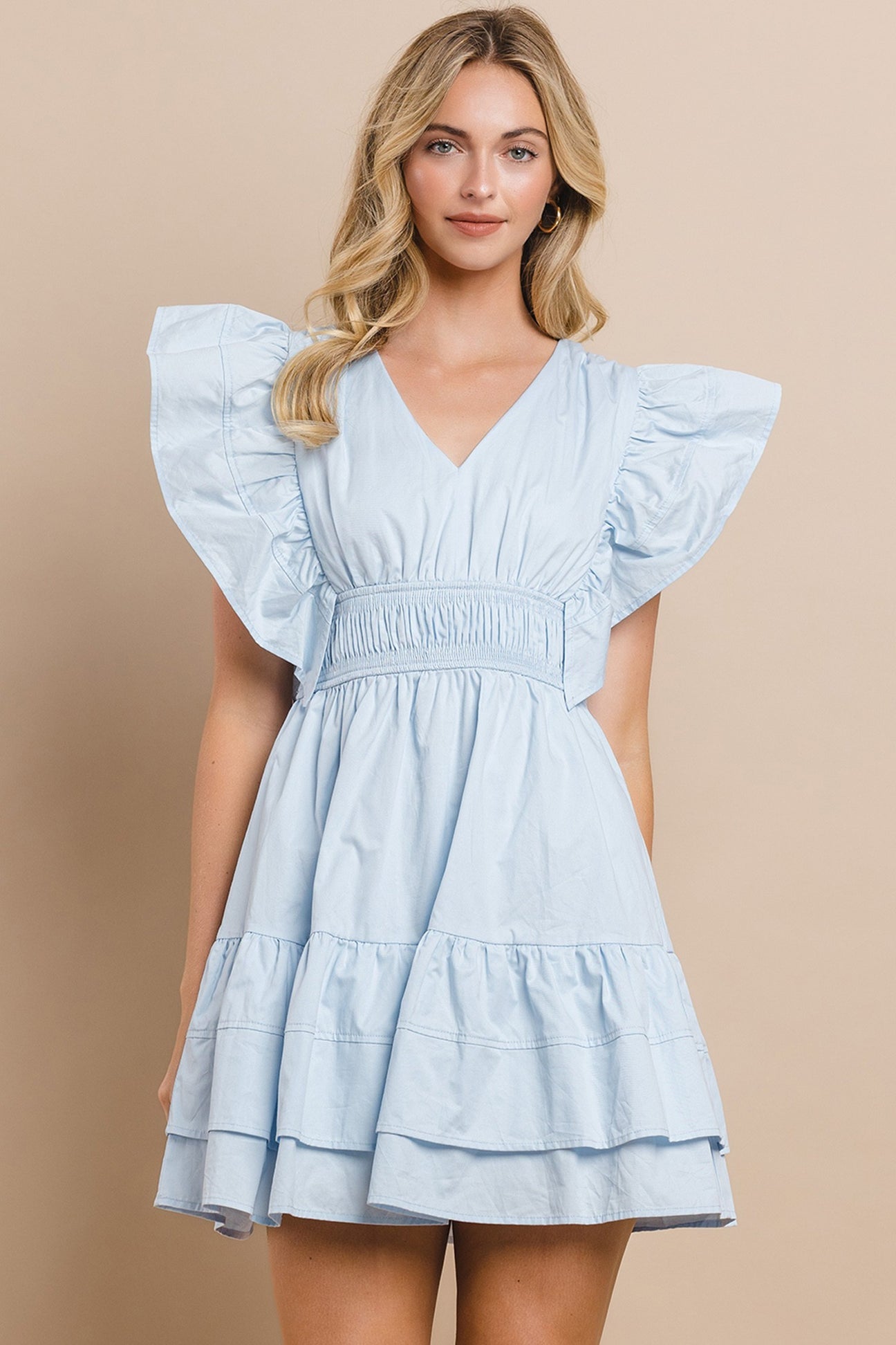 Pastel Darling Ruffle Sleeve Mini Dress