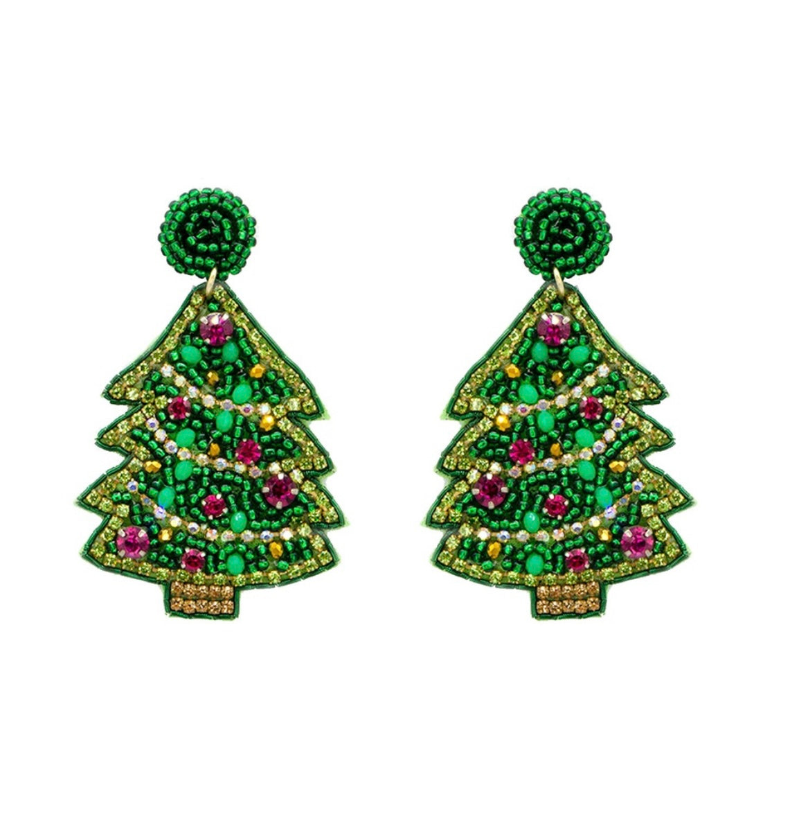 Beaded Christmas Tree Earrings