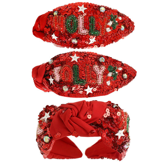 Sequin Holly Jolly Headband