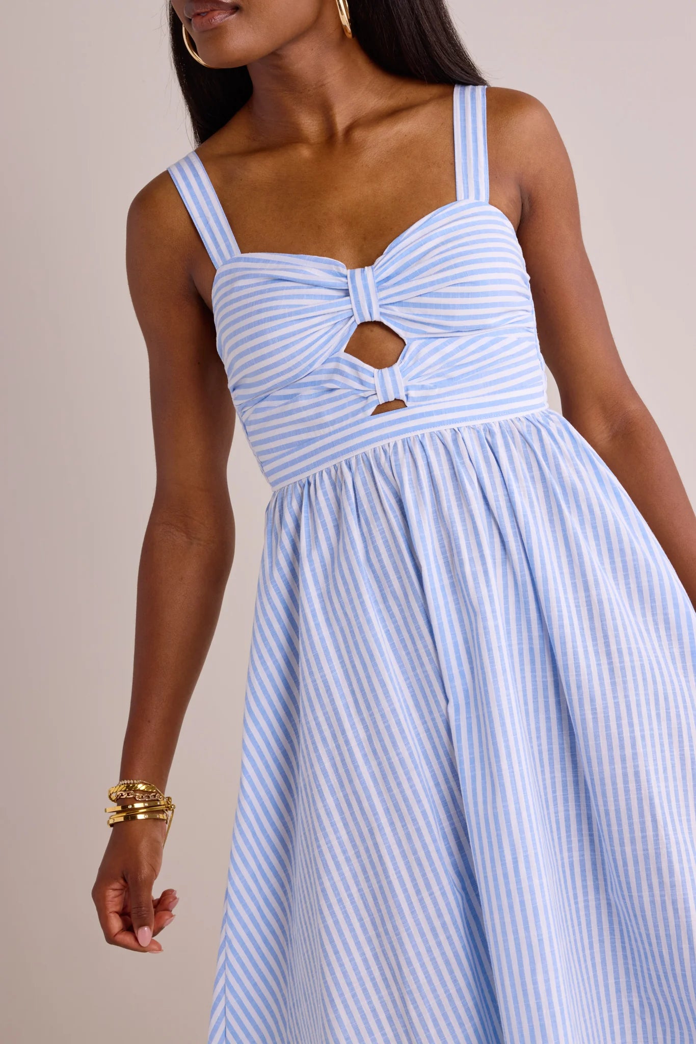 Nantucket Seersucker Smocked Midi Dress