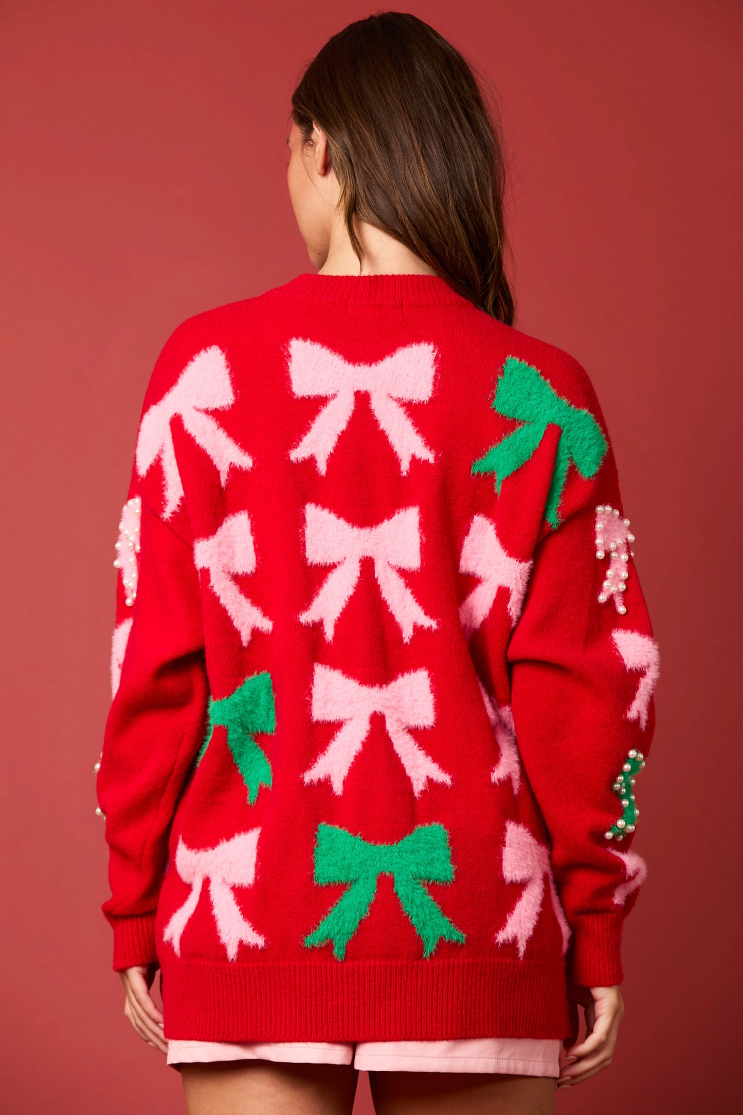 Pearl Bow Christmas Sweater Preorder