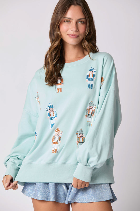 Sequin Nutcracker Oversized Sweatshirt