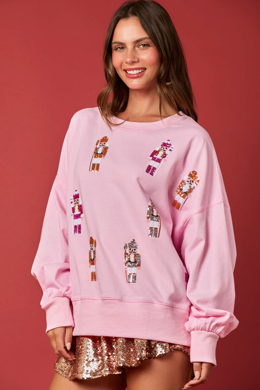 Sequin Nutcracker Oversized Sweatshirt