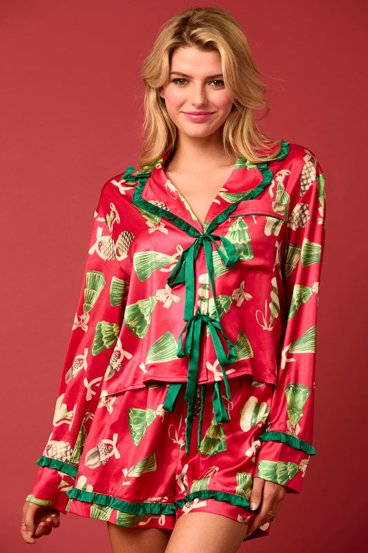 Deck the Halls Christmas Tree Satin Pajama