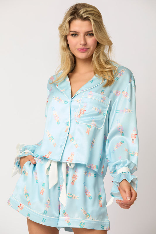 Baby Blue Nutcracker Satin Pajama Preorder