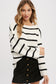 Stripe Ribbed Pullover Sweater Black Ivory