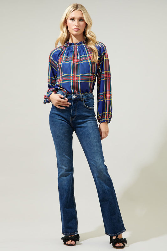 Lakeview Plaid Griffin Smocked Raglan Blouse