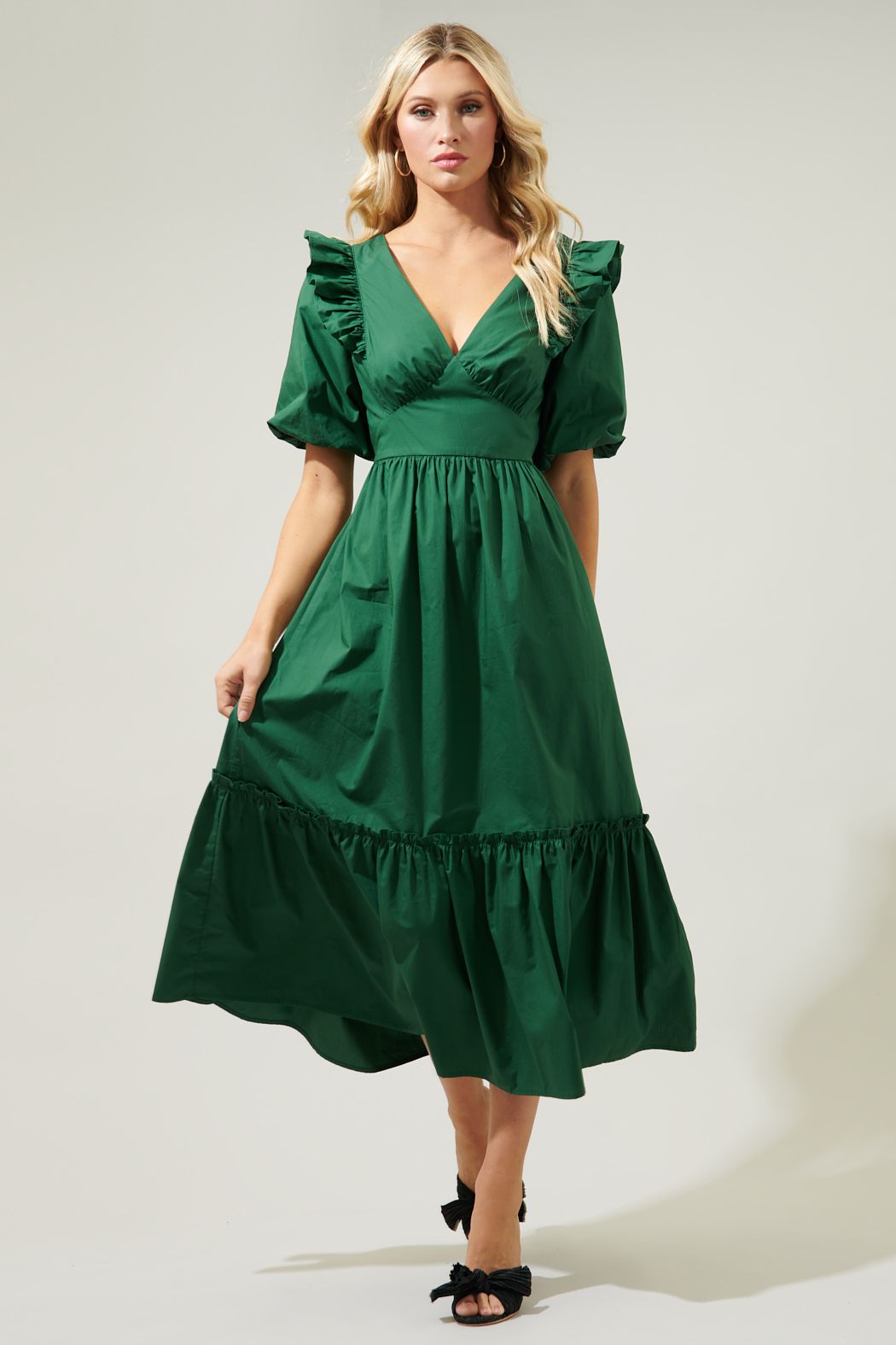 Zamora Poplin Tie Back Midi Dress